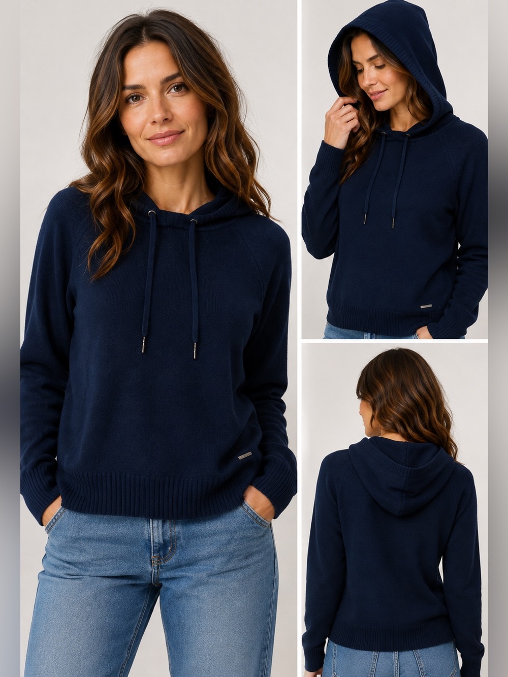 Calvin Klein Performance Blue 100% Cotton Hoodie Sweater Size Small Black Stripe